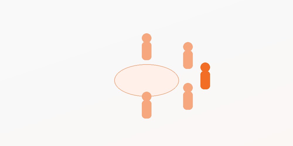 Abstract illustration of a small group meeting around a circular table